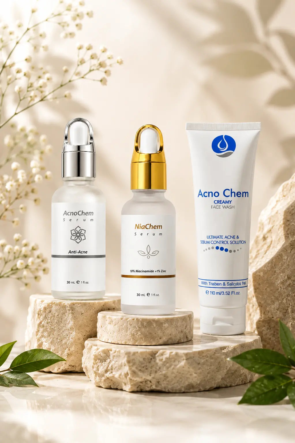 Dermachem Acne Management Bundle | AcnoChem Facewash + AcnoChem Serum + NiaChem Serum